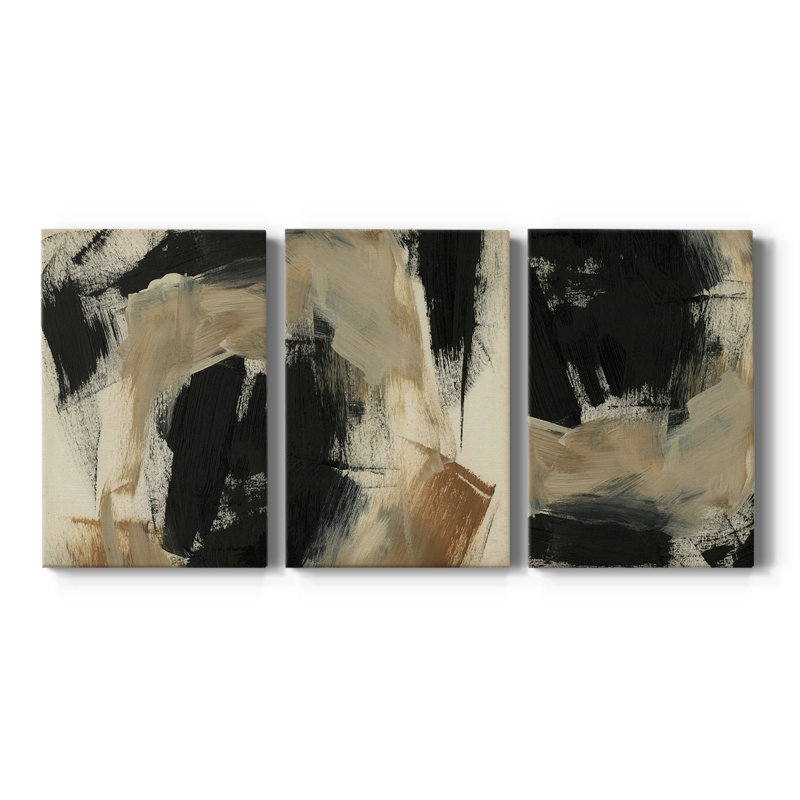Baked Paintstrokes IV - Toile tendue sur mesure avec châssis - 3 pièces, H 12 po x l 24 po