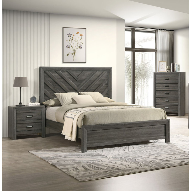 1pc Rustic Contemporary Chest Five Storage Drawers Rustic Gray Finish Bedroom Wooden Furniture, Gray