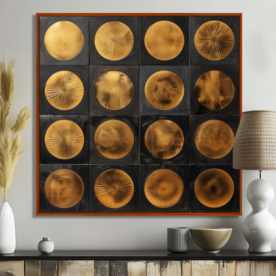 Gold Black Abstract Sphere Symmetry V - Abstract Print Wall Art Living Room