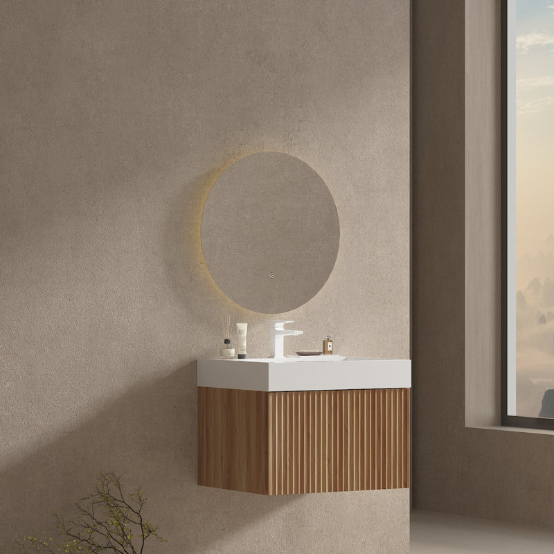Wall Mount Bathroom Vanity With Sink Top Modern Cabinet With Soft-Close Drawer, 24"