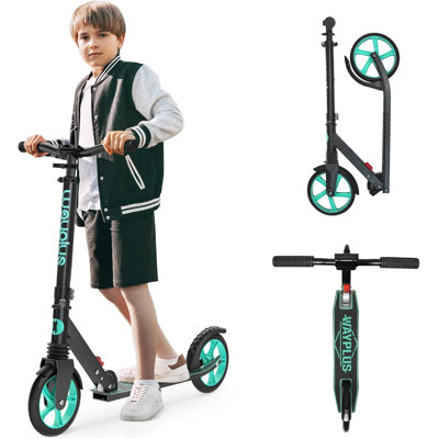FED Fitness Wayplus Series KS2-Q Foldable Kick Scooter, 240 lb Capacity, 8 in Wheels, Ages 6+ with 4 Adjustable Heights