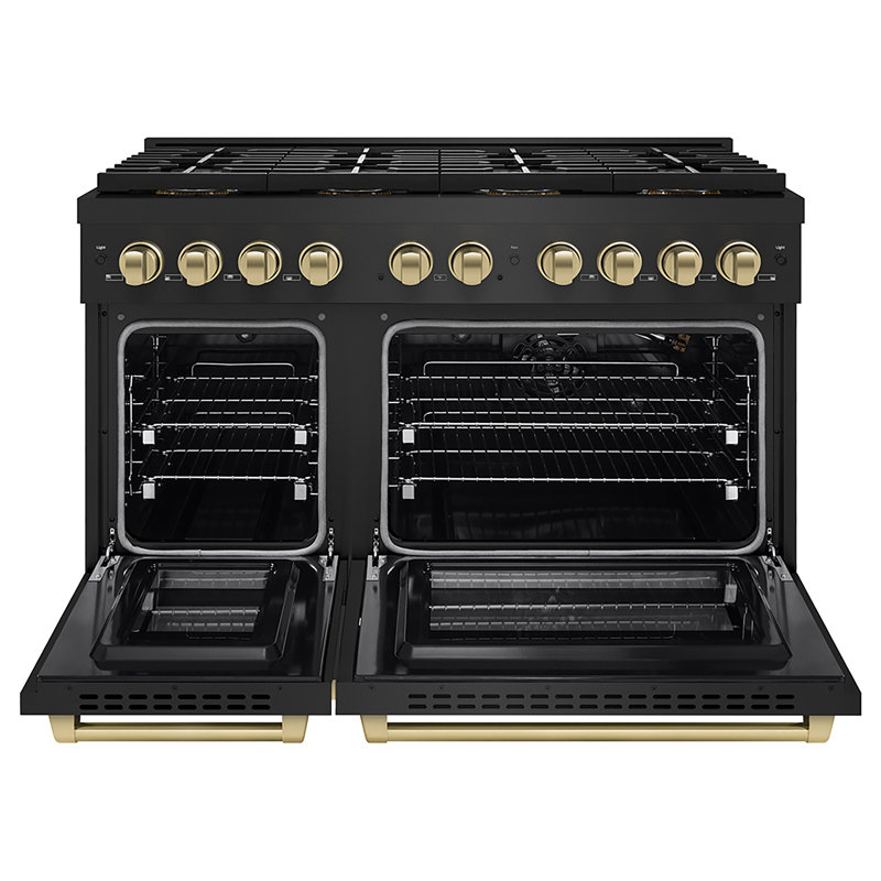 ZLINE Autograph 48 in. Black Stainless Paramount Dual Fuel Range w/ DuoPro Cooktop & Gold Accents, Champagne Bronze