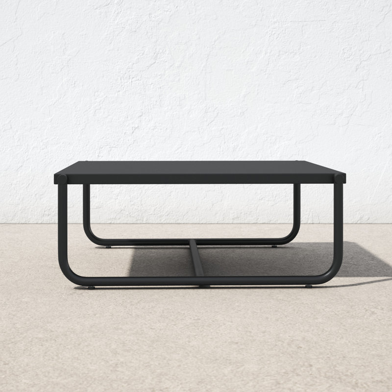 Sean Rectangular Metal Outdoor Coffee Table , 35'' in. W 34'' in. D, Black