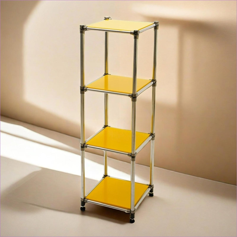 4-Tier Heavy Duty Stainless Steel Storage Shelving Unit, 100lbs/Shelf | Yellow | Stainless Steel, Yellow