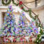 Arbre de Noël artificiel articulé enneigé 4/6 / 7,5 pi avec 8 modes de clignotement et 800 lumières DEL (ensemble de 3)