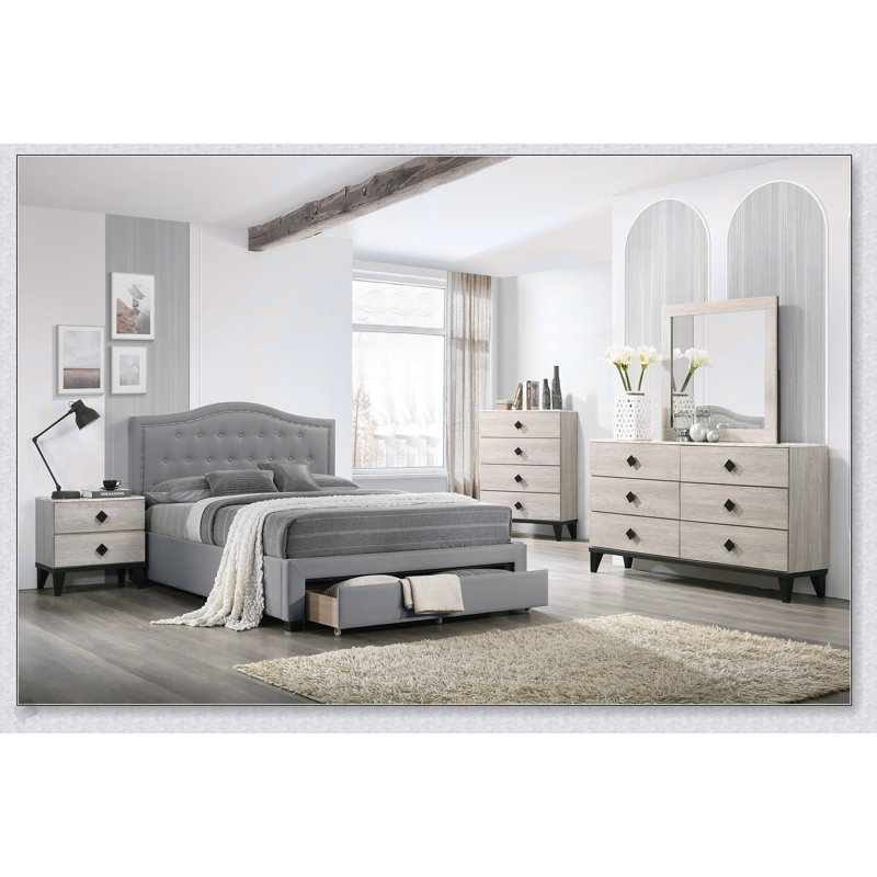Commode crème moderne à 4 tiroirs avec plateau en faux marbre pour un rangement élégant dans la chambre à coucher, Noir/crème