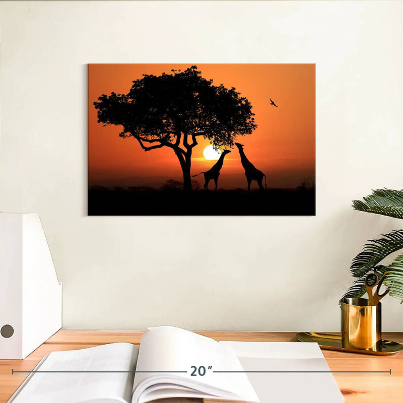 Brampt Giraffe Couple At Sunset
