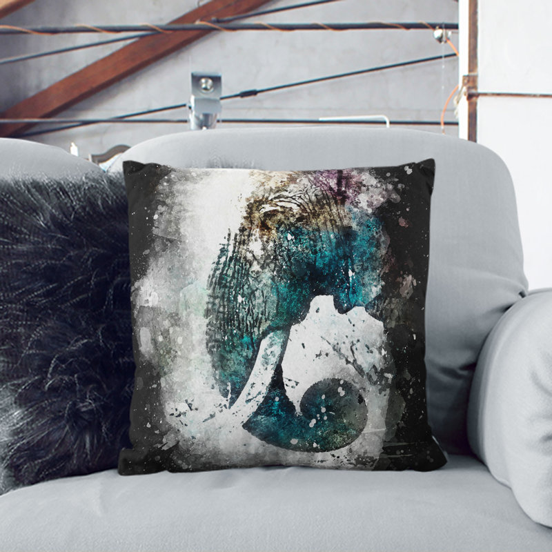 Elephant Profile Cushion with Filling, 40cm H x 40cm W x 15cm D