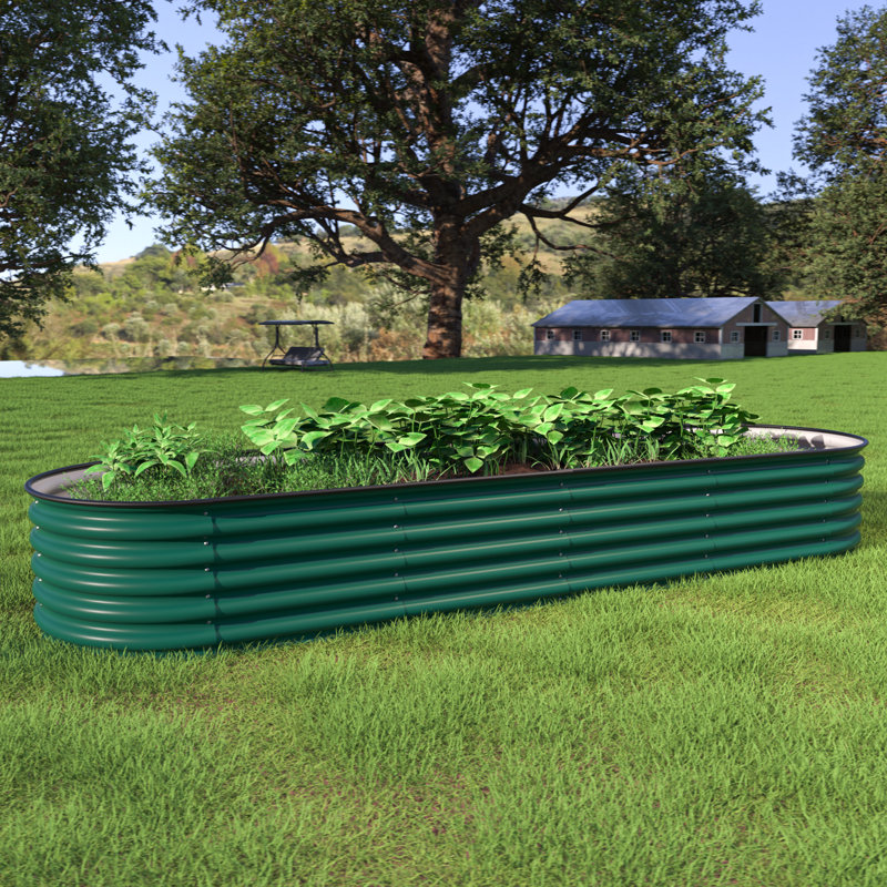 Cengizhan Metal Raised Garden Bed, Green
