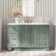 Meuble-lavabo simple en bois massif 54 po gris Freitas avec plateau en quartz blanc Carrara 1,5 po, évier central-421849344-421849346-489904031