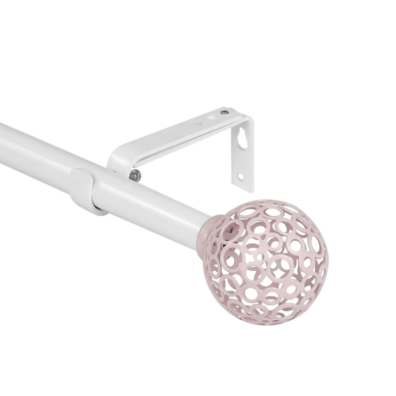 Nellis Adjustable Single Curtain Rod, 1" H x 84" W x 1" D, Pink/Glossy White