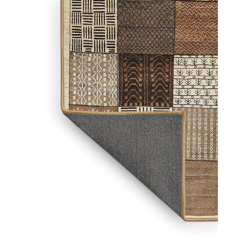 Tapis contemporain beige / brun / gris, Rectangle 4 pi x 6 pi