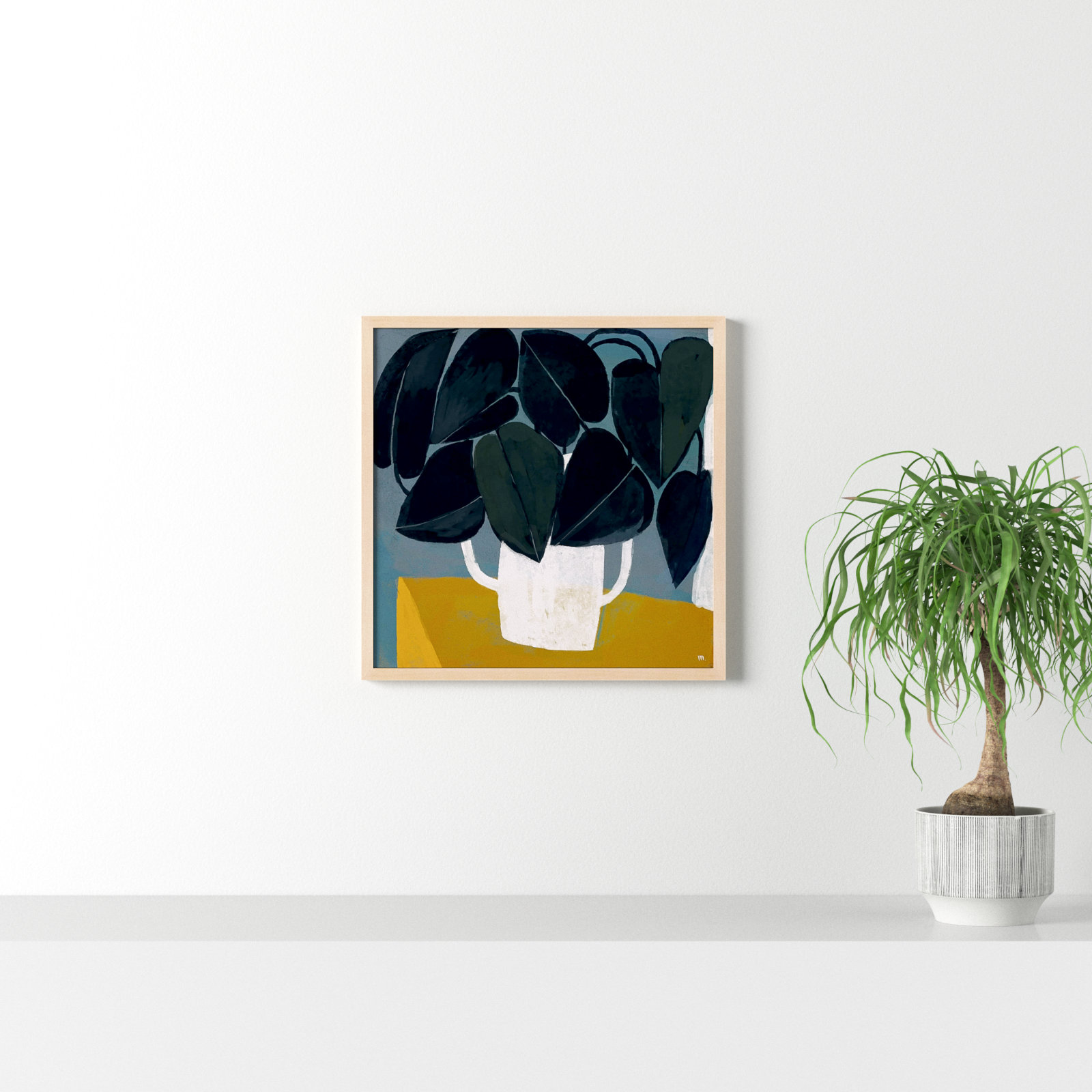 Plant "Summer Interior 1" Painting, Brown, 30" H x 30" W x 1.25" D