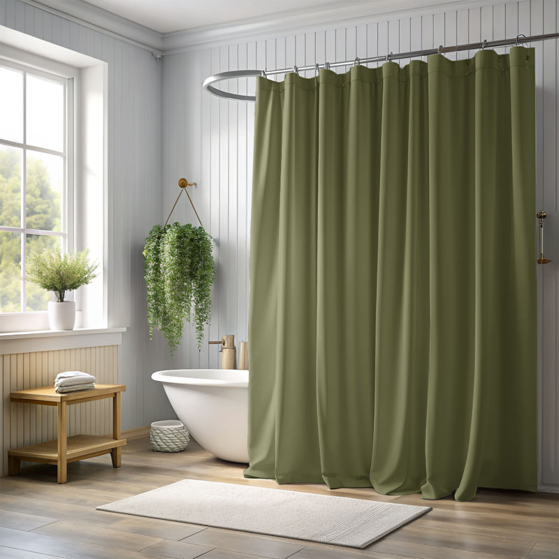 Rideau de douche Sienna Lattice - Premium, H 74 po x l 71 po, Treillis olive vert cannelle
