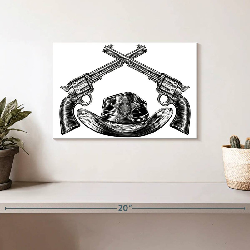 Sheriff Hat and Pistols, H 8 po x l 12 po