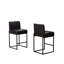 Ensemble de 2 tabourets de bar à hauteur de comptoir de 26 po avec base en métal et en cuir PU blanc mat-870803934-848678608