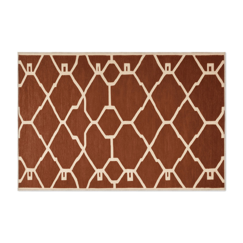 Tapis brun intérieur et extérieur Trellis, Rectangle 4pi x 6 pi