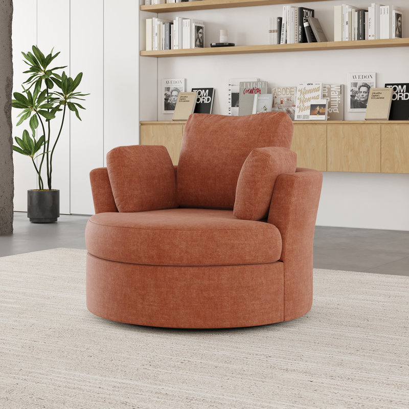 Fauteuil demi-tonneau pivotant l 42,1 po Berey, Polyester orange