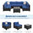 7-Piece All-Weather Outdoor Sectional Sofa Set, Waterproof Wicker Patio Furniture with Removable Cushions, Modern Gray Conversation Set for Poolside, Garden, and Backyard, Black Vine+Blue Cushion-540622847-540622845