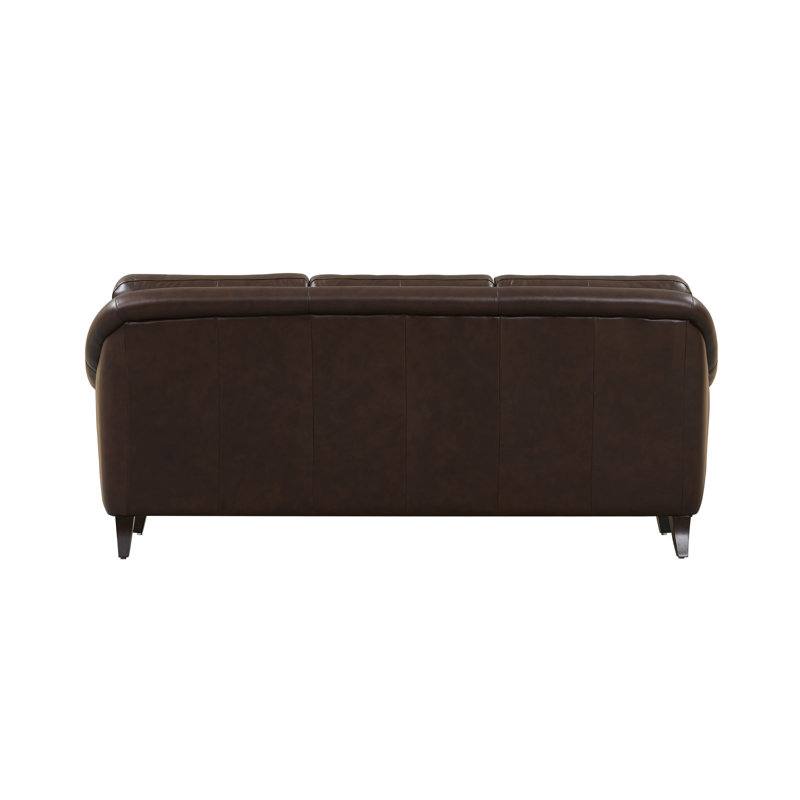Genuine Leather 61'' Rolled Arm Loveseat, Brown Genuine Leather, 3