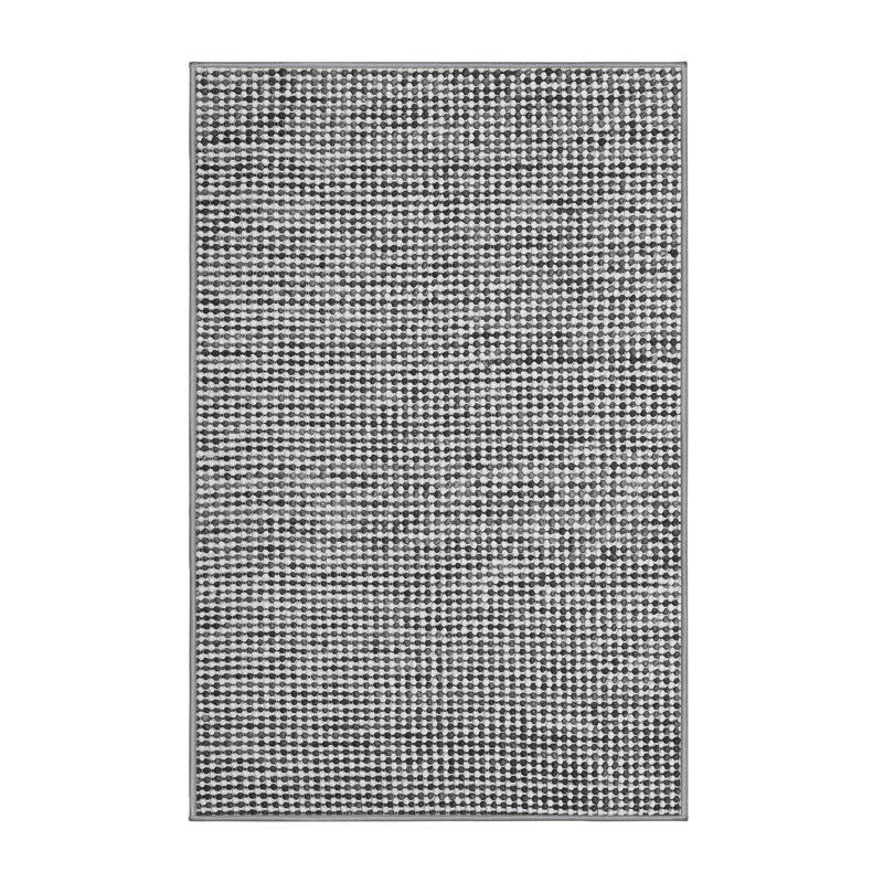 Tapis gris / noir en polyester / chenille tissé à la machine Nikolai, Tapis de couloir 2 pi x 5 pi