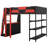 Gaming Loft Bed With Desk & Storage Shelves, Built-In Power Outlets & USB Ports, LED Lights-261104800