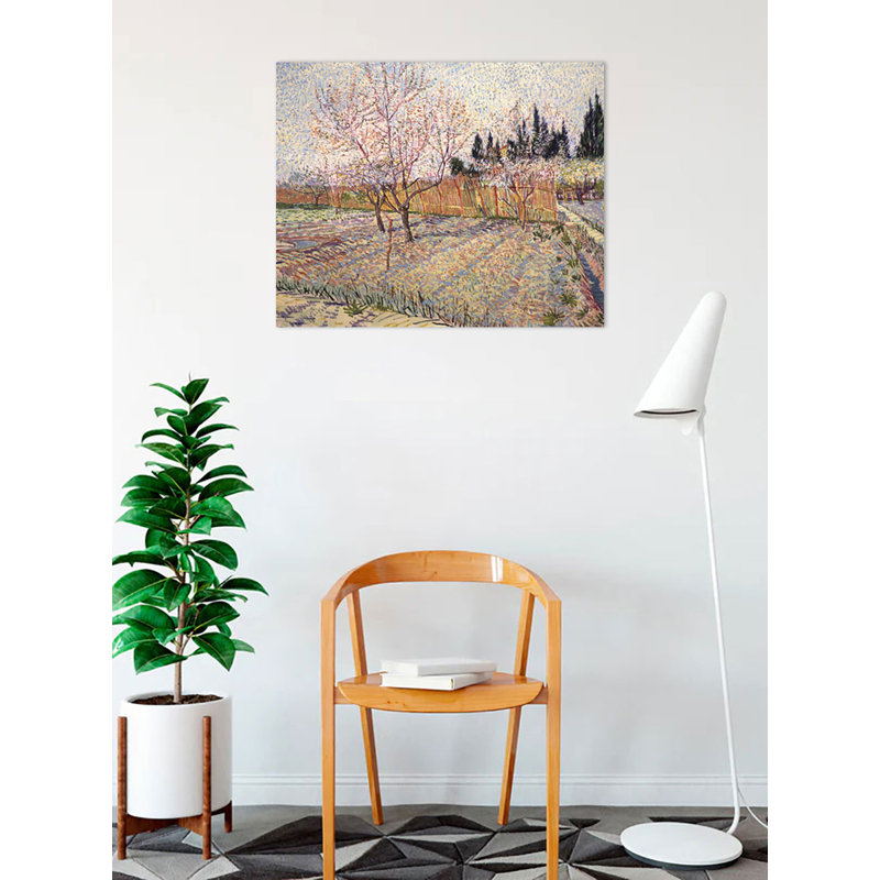 «Orchid with Peach Trees on Blossom» par Vincent Van Gogh, reproduction d'art sur toile tendue, H 24 po x l 30 po x 1,5 po