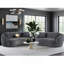 Luxe Dark Grey Upholstered Curved Sofa