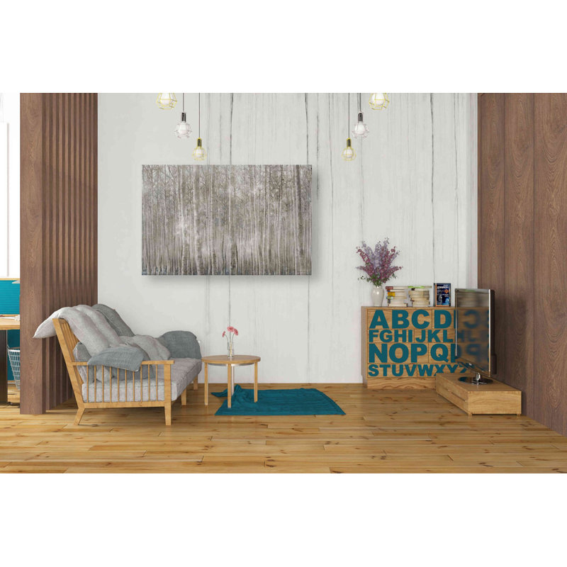 «Birch Trees» par Bluebird Barn - peinture sur toile tendue, H 26 po x l 40 po x P 1,25 po