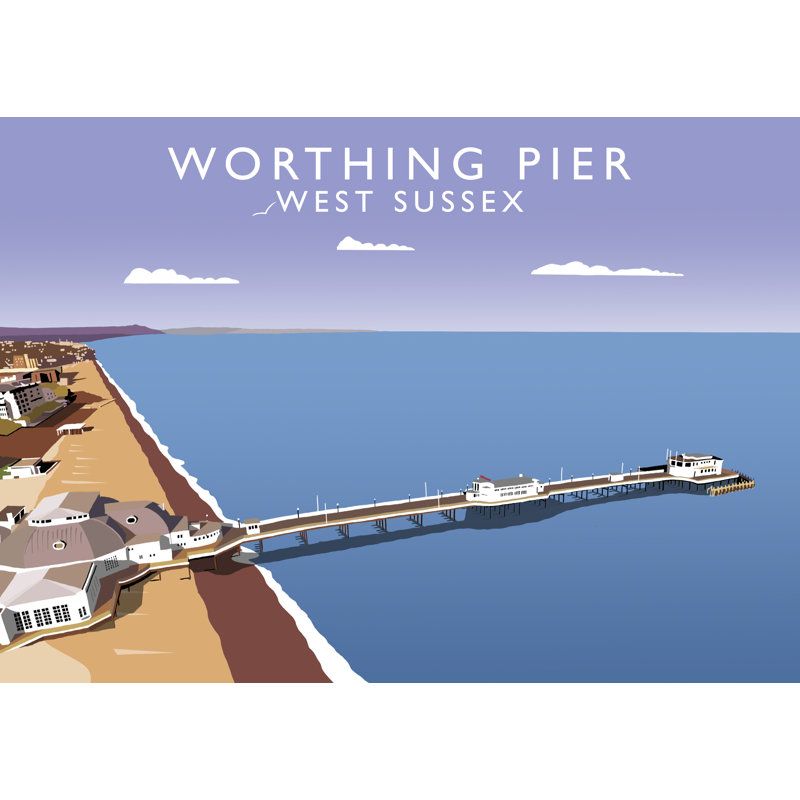 'Worthing Pier' by Richard O'Neil - Print, Unframed, 30 cm H x 40 cm W x 1 cm D