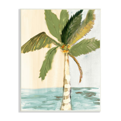 Palmier vert avec des feuilles de noix de coco et bord de mer par Robin Maria - Peinture
