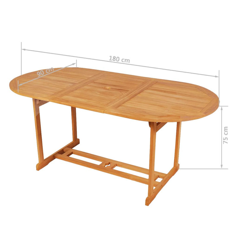 Arvon 6 - Person Teak Wood Patio Dining Set with Oval Table