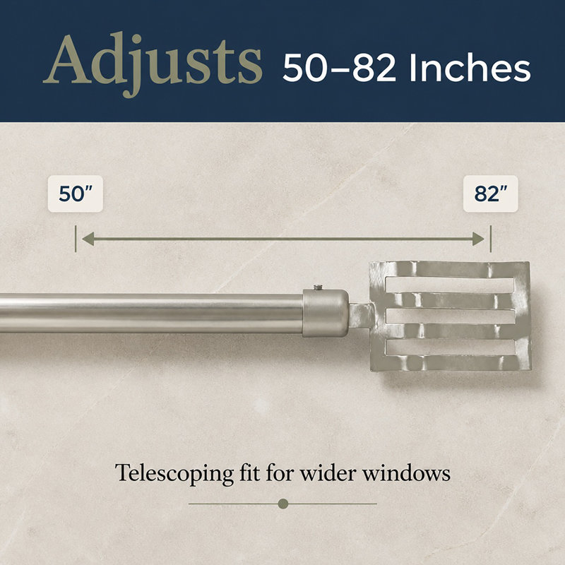 Wave Steel Adjustable Single Curtain Pole, Silver