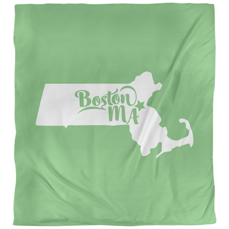 Ensemble de housse de couette boston massachusetts, Housse de couette pour très grand lit, Vert, Microfibre
