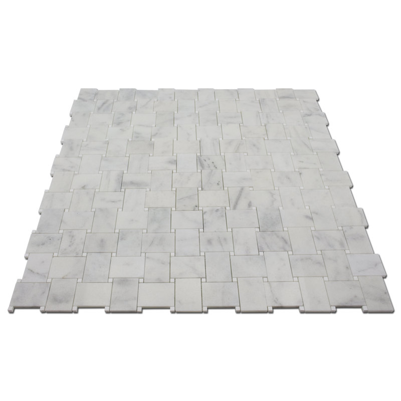 Cordelio 2.5" x 3.5" Marble Basketweave Mosaic Wall & Floor Tile, White