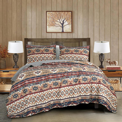 Flint 3-Piece Lightweight Southwestern Rustic Quilt Set