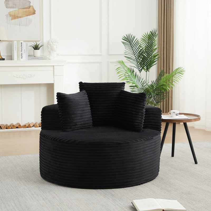Chaises d'appoint surdimensionnées, salon moderne en velours côtelé noir pour la maison