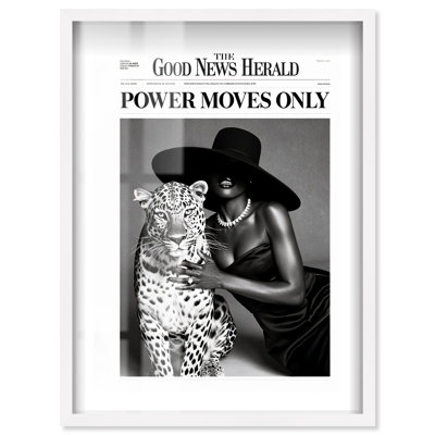 Lady and the Leopard Shadowbox Print Fashion Photography by Notoriart, Blonde Frame, 20 x 30