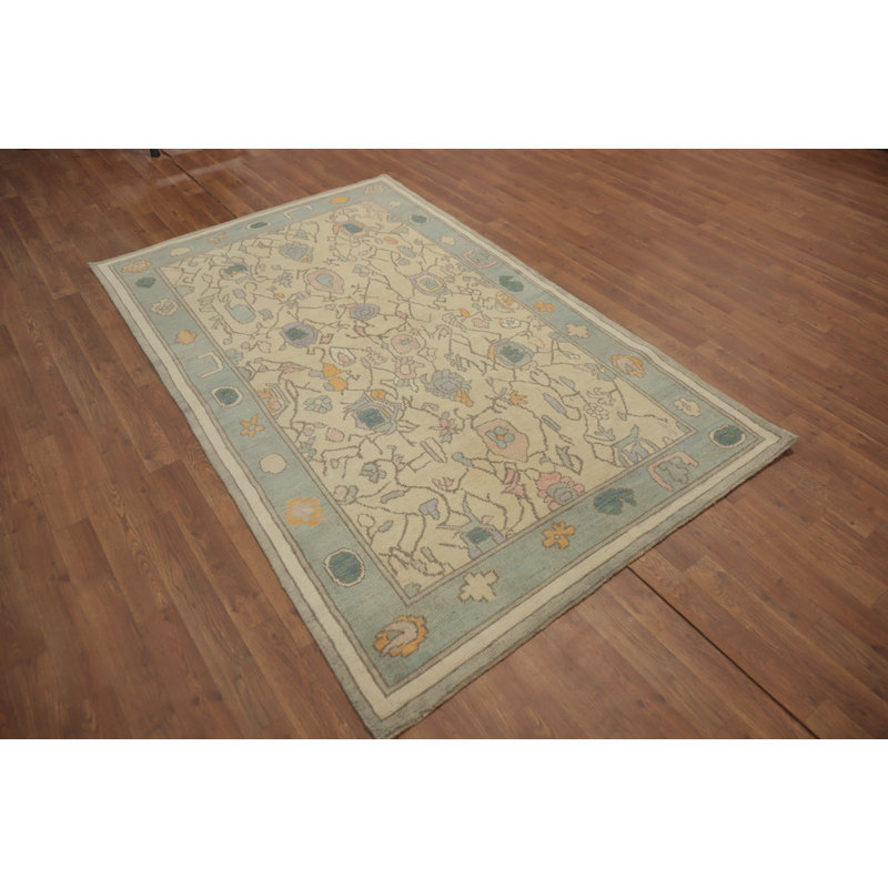 Vegetable Dye Wool Oushak Transitional Turkish Rug 4x7