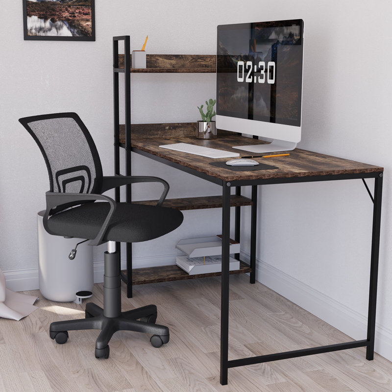 Office Desk Chair With Arms, Adjustable, Swivel, Comfortable Desk Chair, UKFR Certified, Black