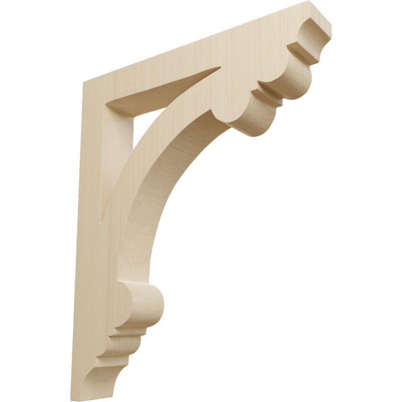 Medium Rubberwood Hand-Carved Decorative Corbel, 10.5" Height