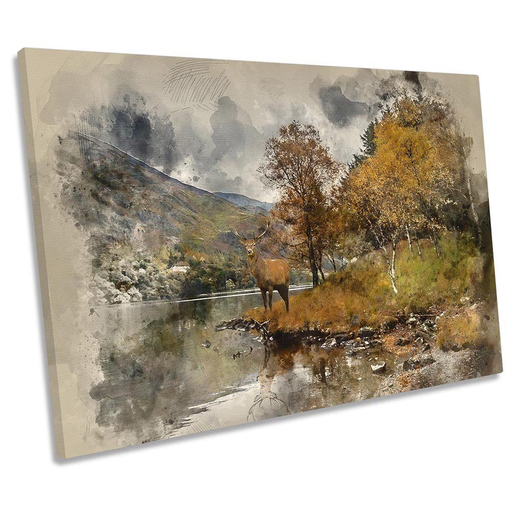 Stag Highlands Deer - Wrapped Canvas Print