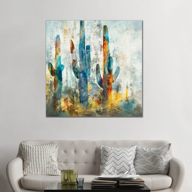 «Saguaro Forest» encadré par Scott Brems, Toile tendue, H 48 po x l 48 po x P 1,5 po, Non