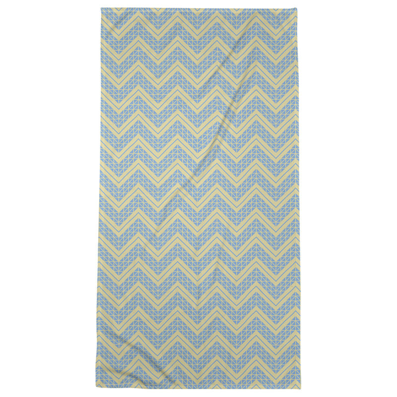 Stephenie Classic Hand Drawn Chevrons Bath Towel, Yellow/Teal