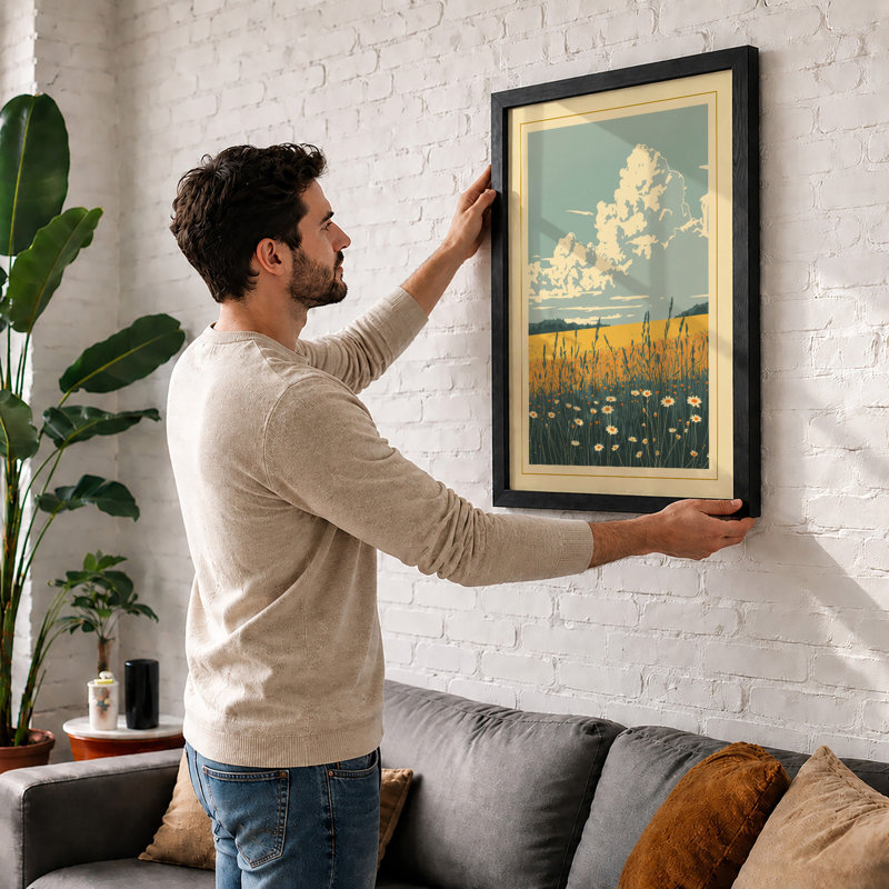Wildflower Meadow Botanical - Print, A2 - 59.4 x 42.0 cm, Black