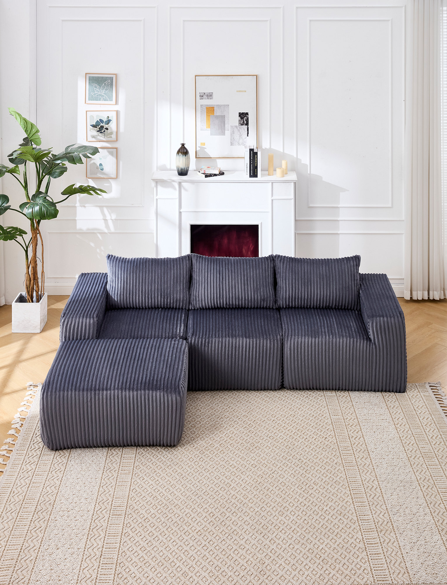 Mercer41 Modular Sectional Sofa, L-Shape Upholstered Cloud Couch ...
