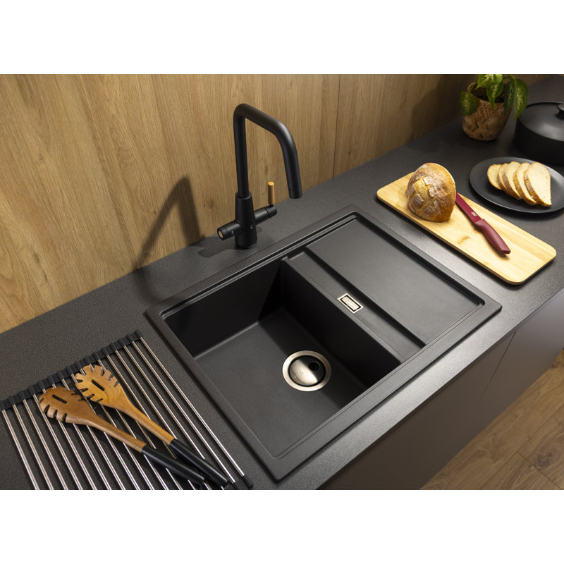 Synchronist Compact 1.25 Bowl With Drainer (600X460), Metallic Black