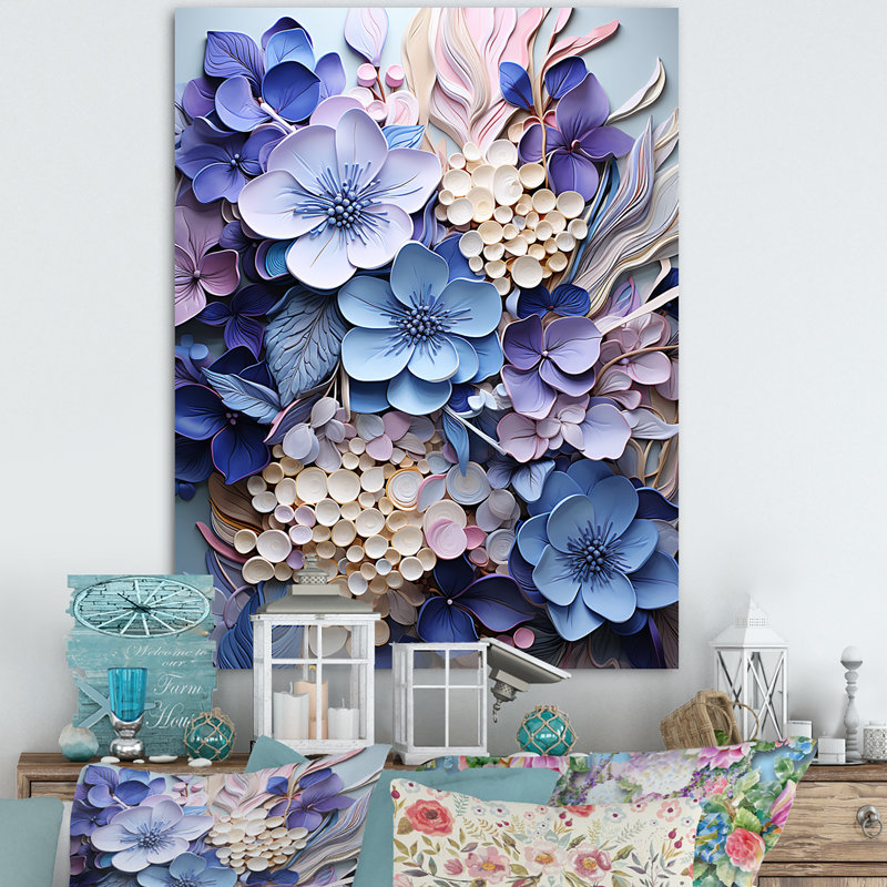 «Mixed Media Hydrangea Fusion», reproduction d'art sur toile, H 40 po x l 30 po x P 1,5 po, Toile tendue