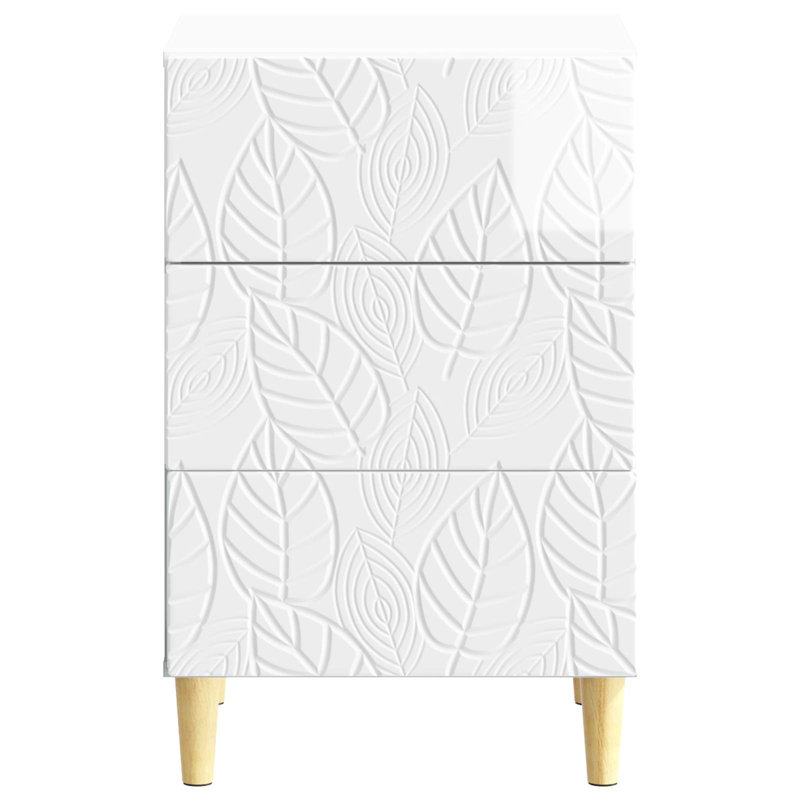 43cm W Composite Bedside Table, High Gloss White
