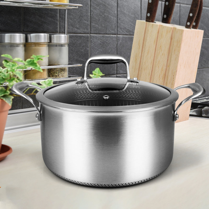 NutriChef 5 qt. Stainless Steel Nonstick Stockpot with Lid